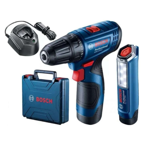 Bosch Nářadí - 12V AKU vrtací šroubovák, 2x aku 2,0 Ah Li-Ion, nabíječka, svítilna 06019G8004