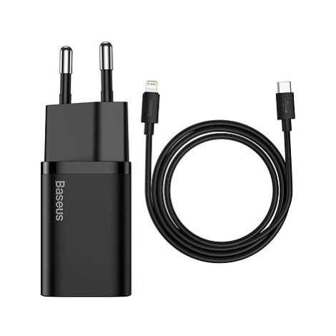Baseus Super SI set adaptéru USB-C 20W a kabelu USB-C do Lightning 1m, černá