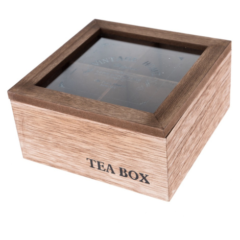 Dřevěný box na čajové sáčky TEA, 16 x 16 x 8 cm