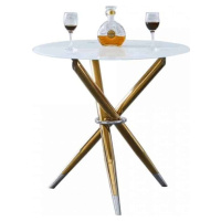 Tempo Kondela Jídelní stůl/kávový stolek DONIO - bílá/gold chrom zlatý + kupón KONDELA10 na okam