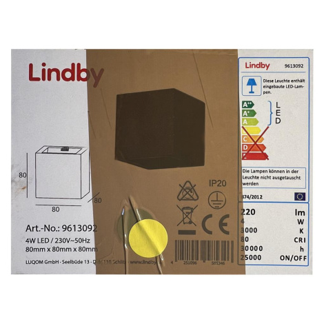Lindby Lindby - LED Nástěnné svítidlo QUASO LED/4W/230V