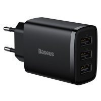 Basues Compact rychlonabíječka 3x USB 17W EU zástrčka Black