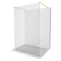MEXEN/S Kioto samostatně stojící sprchová zástěna 100 x 200, transparent 8 mm, zlatál kartáčovan