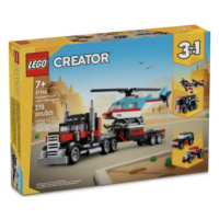 Náklaďák s plochou korbou a helikoptéra - Lego Creator