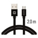 Swissten textilní datový kabel micro USB 2 m černý