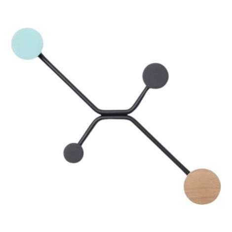 Černý nástěnný věšák s mentolově zeleným detailem Gazzda Hook