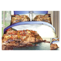 Povlečení na postel s italským pobřežním městečkem na Ligurském pobřeží