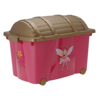 DekorStyle Pojízdná truhla na hračky s princeznou PITRU 57 l růžová