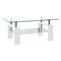 SHUMEE Konferenční stolek bílý a průhledný 95 × 55 × 40 cm tvrzené sklo, 330304