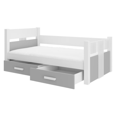 ArtAdrk Jednolůžková postel BIBI | 80 x 180 cm Barva: bílá / šedá