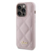 Guess hard obal na iPhone 15 PRO 6.1" Pink Quilted Metal Logo