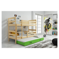 BMS Dětská patrová postel s přistýlkou Eryk 3 | borovice Barva: Borovice / zelená, Rozměr: 190 x