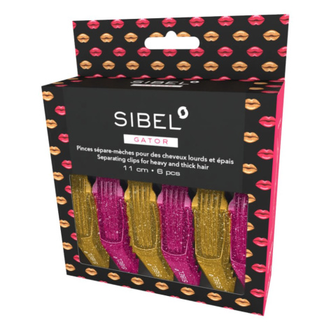 Sibel Gator Clips - kolíčky do vlasů &quot;krokodílky&quot; Glossy Lips Edice - růžovo-žluté třp