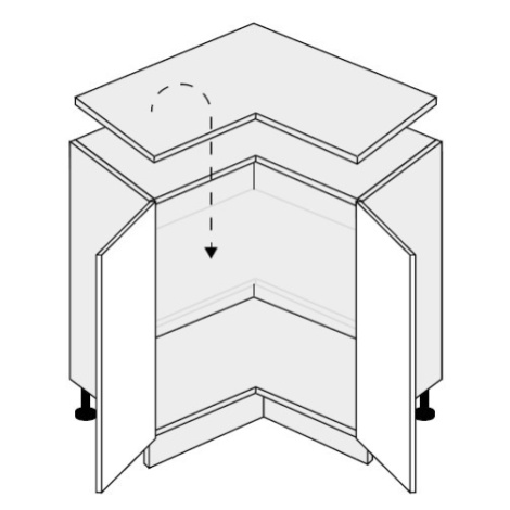 ArtExt Kuchyňská skříňka spodní rohová, D12 / 90 Quantum Barva korpusu: Bílá