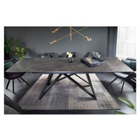 Estila Moderní rozkládací keramický jídelní stůl Epinal v tmavě šedé grafitové barvě s kovovou k