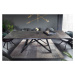 Estila Moderní rozkládací keramický jídelní stůl Epinal v tmavě šedé grafitové barvě s kovovou k