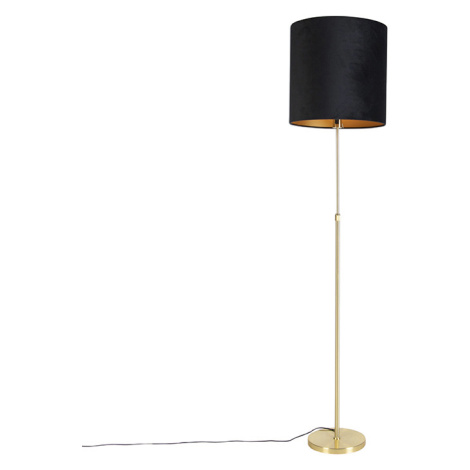 Stojací lampa zlatá / mosazná s černým velurovým odstínem 40/40 cm - Parte QAZQA
