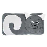 Bellatex Tvarovaný polštářek Kočička šedá, 45 x 30 cm