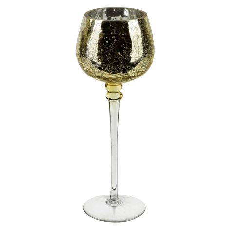 Mondex Skleněný svícen DONNA 25 cm zlatý