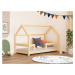 Benlemi Dětská postel domeček TERY se zábranou Zvolte barvu: Béžová, Zvolte rozměr: 120x180 cm, 
