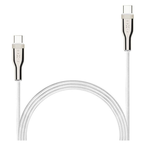 FIXED opletený kabel USB-C/USB-C (PD), 0.5m, USB 2.0, 100W, bílý