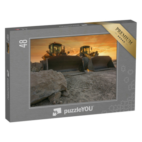 puzzle 48 dílků „Dvě lopatová rypadla připravená k akci“