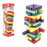 Bonaparte Hra věž dřevěná 60ks barevných dílků společenská hra hlavolam v krabičce 7,5x27,5x7,5c