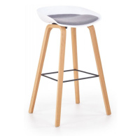 Barová židle HAMMY – kov, překližka, plast, látka, buk / bílá / šedá
