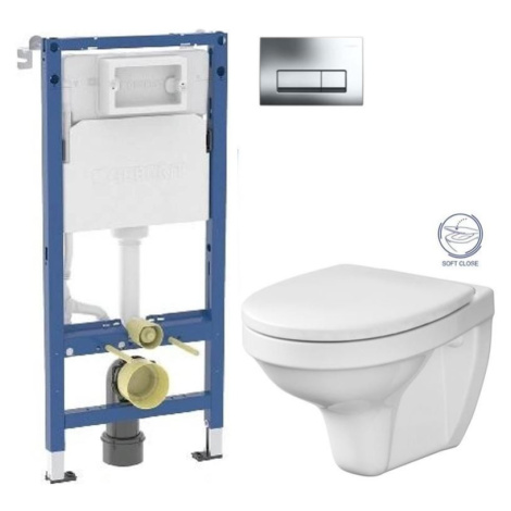 GEBERIT DuofixBasic s chromovým tlačítkem DELTA51 + WC CERSANIT DELFI + SOFT SEDÁTKO 458.103.00.