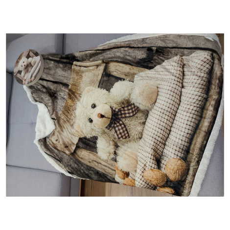 Kvalitní dětská deka do kočárku s medvídkem 130 x 160 cm