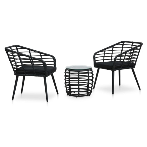 vidaXL 3dílný bistro set polyratan černý