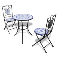 vidaXL 3dílný bistro set mozaikový keramický modro-bílý