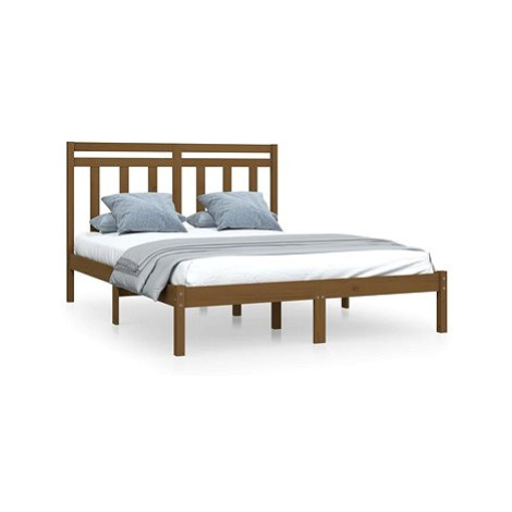 Rám postele medově hnědý masivní dřevo 120 × 200 cm, 3105248 SHUMEE