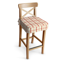 Dekoria Sedák na židli IKEA Ingolf - barová, režný podklad,červená mřížka, barová židle Ingolf, 