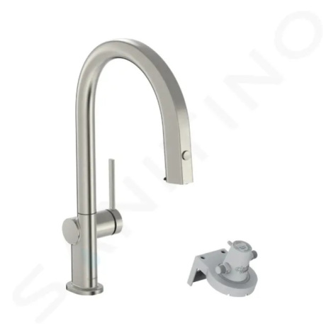 Hansgrohe 76803800 - Dřezová baterie s výsuvnou koncovkou a filtrační hlavicí, vzhled nerezu