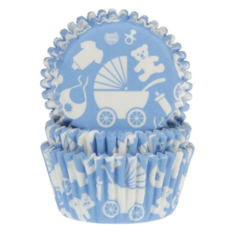 House of Marie Papírové košíčky na pečení Baby Shower - modré 50 ks