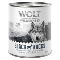 Výhodné balení: Wolf of Wilderness Adult 12 x 800 g - NOVÉ: Black Rocks - kozí
