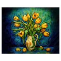 Obrazy na stěnu - žluté tulipány postimpresionismu Rozměr: 40x50 cm, Rámování: bez rámu a bez vy