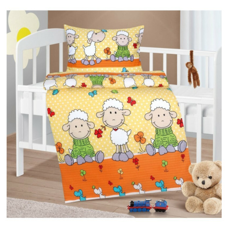 Bellatex Dětské krepové povlečení do postýlky Agáta Ovečka žlutá