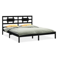 Rám postele černý masivní dřevo 160 × 200 cm, 3105679
