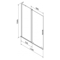 MEXEN/S Velar L dvoukřídlá posuvná vanová zástěna 110 x 150 cm, transparent, černá 896-110-003-0