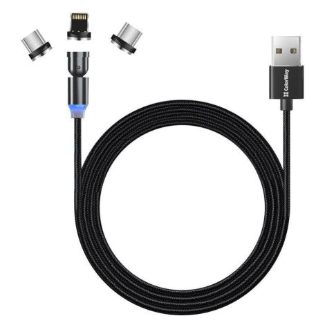 Colorway datový kabel 3v1 Lightning+MicroUSB+USB-C, magnetický, rotace 540°, 2.4A, 1m - CW-CBUU0