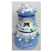 VER Textilní dort třípatrový-modro/bílý s vyšitými jmény novomanželů