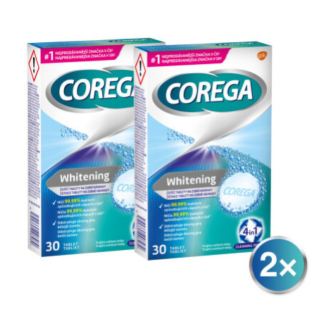 Corega Whitening čisticí tablety na zubní náhradu 30ks - balení 2 ks