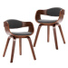 Jídelní židle 2 ks ohýbané dřevo a šedý textil