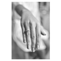 Fotografie Women hand with diamond ring. Wedding accessories, Kyrylo Matukhno, (26.7 x 40 cm)