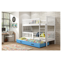 BMS Dětská patrová postel KUBUŠ 3 s přistýlkou | bílá Barva: bílá / modrá, Rozměr: 190 x 80 cm