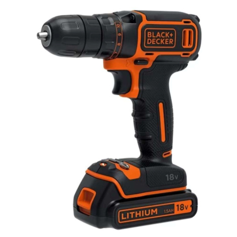 BLACK+DECKER Nářadí - 18V AKU vrtací šroubovák, 2x aku 1,5 Ah Li-Ion, nabíječka BDCDC18K1B-QW Black + Decker
