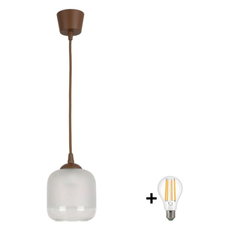 Brilagi - LED Lustr na lanku RETRO GLASS 1xE27/60W/230V pr. 14 cm hnědá/bílá NSTK7779+TK8611A