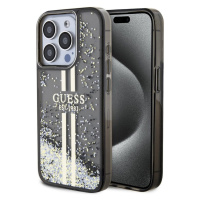 Pouzdro Guess PC/TPU Liquid Glitter Gold Stripe zadní kryt Apple iPhone 15 PRO Black